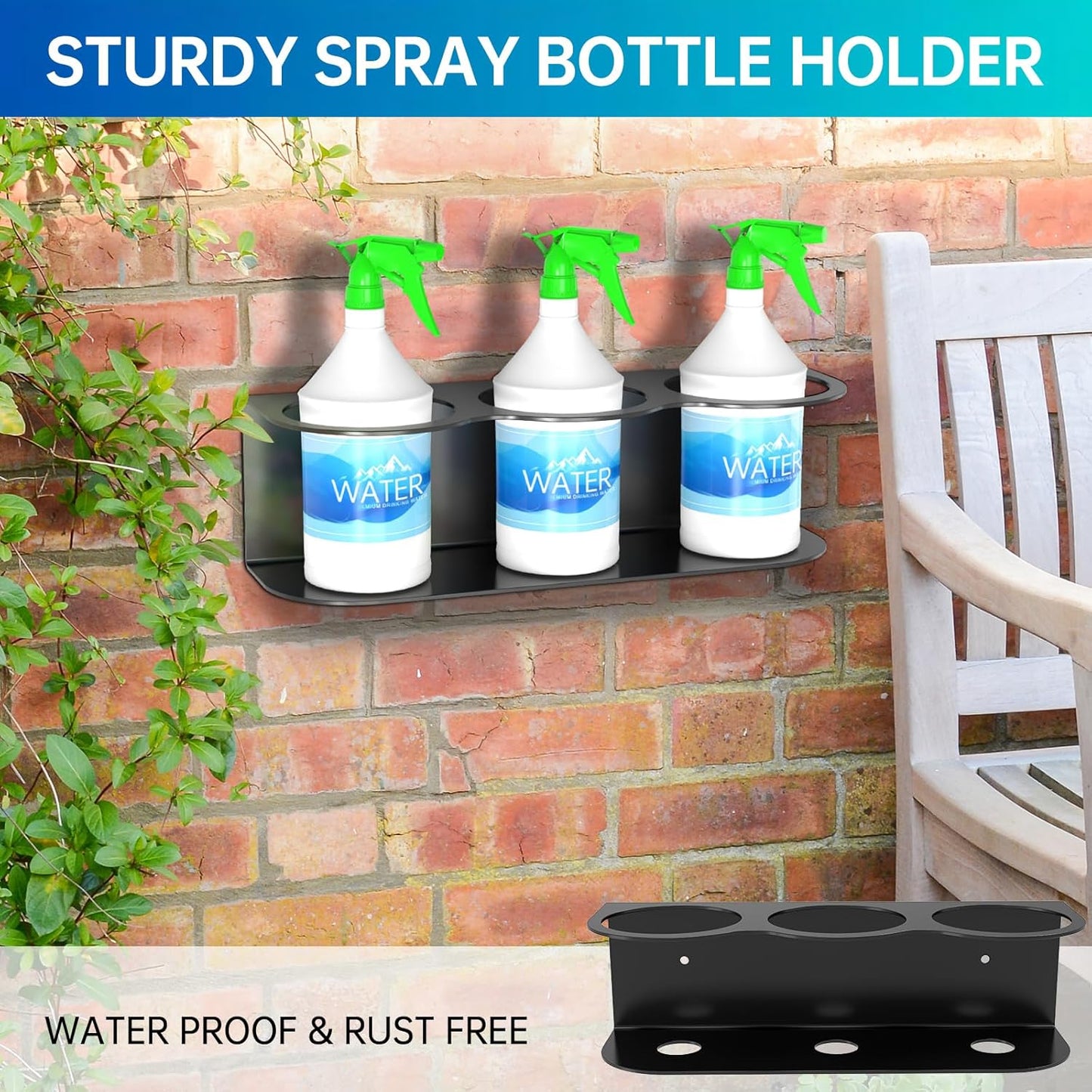 2 Pack 3 Holes All-Purpose Spray Bottle Holder Wall Mount Heavy Duty Spray Can Holder Rack Organizer Storage for Home Garage Workspace