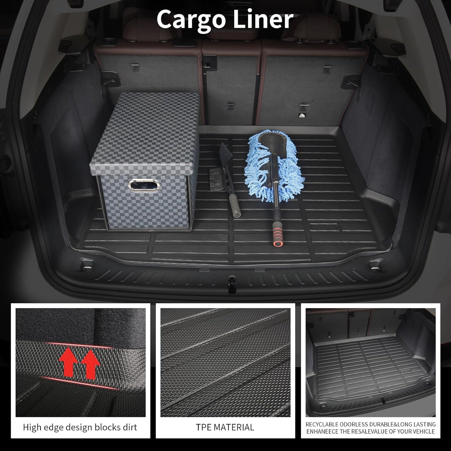 All Weather Floor Mats and Cargo Liners Set Fit for Mazda CX-70 & CX70 PHEV 2025 TPE Car Mats Waterproof Anti-Slip Rubber Trunk Liners CX70 Accessories