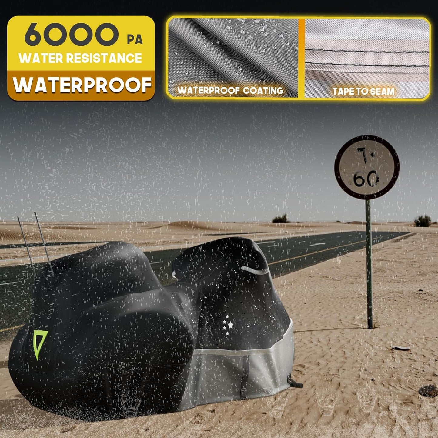 Motorcycle Cover with Side+Top Box Heavy Duty 420D Waterproof for Touring Models Harley Davidson Ultra Limited,Road Glide Limited, Gold Wing,Road Master,Indoor & Outdoor Storage Black/Gray