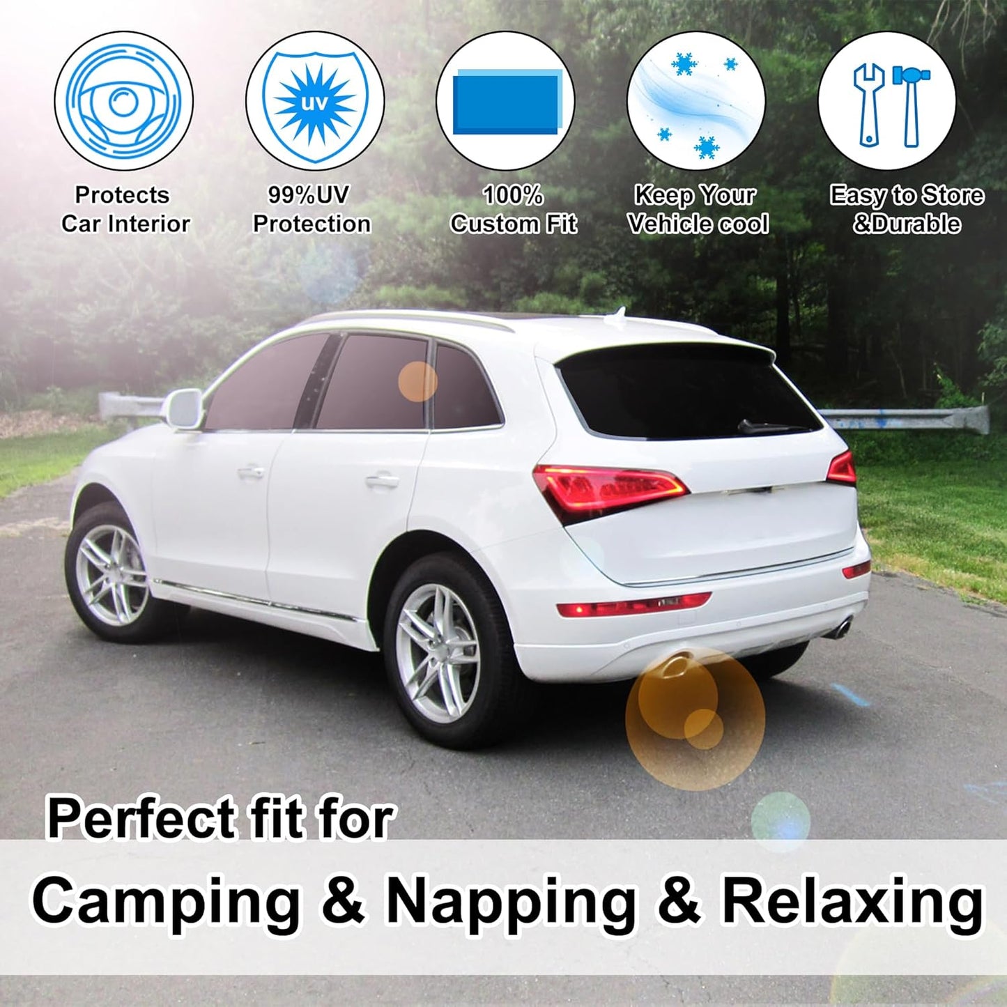 TINGLU Window Shades for Audi Q5 2009-2017/2014-2017 Audi SQ5 Accessories Car Side Full Windows Windshield Sun Shade Sun UV Rays & Privacy Protection for Camping,Napping,and Relaxing 8PCS