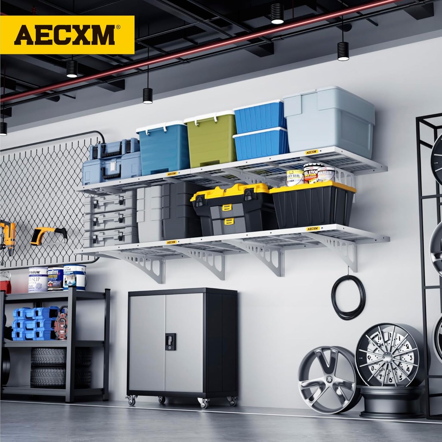 2x3ft 2Pack Wire Shelving Unit Heavy Duty Garage Storage Shelves Wall Mounted White 560lbs Load Capacity（24-inch-by-36-inch）