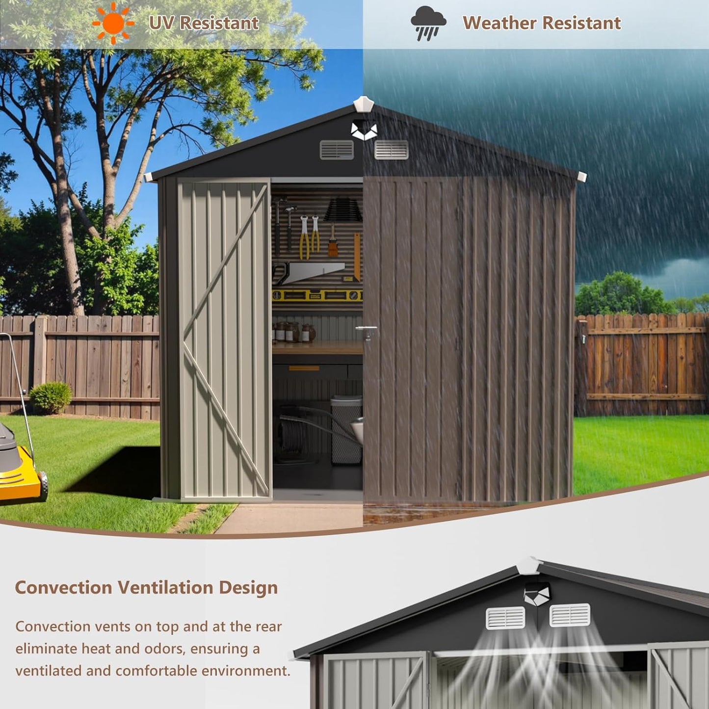 Outdoor Storage Shed 10x8 FT,Metal Tool Sheds,Waterproof Outside Storage Shed with Lockable Doors & Air Vent,Storage Building for Backyard Garden