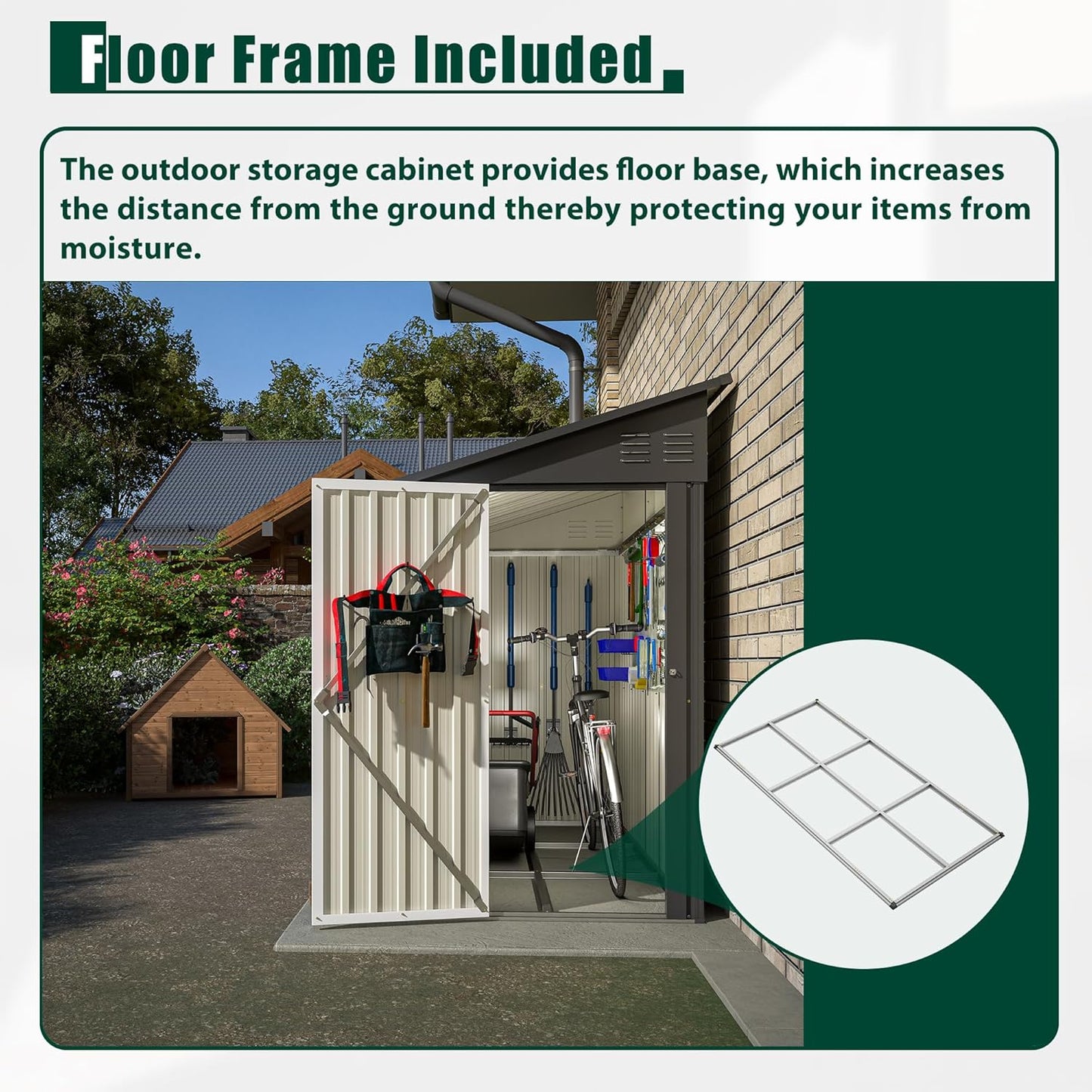 4 x 8 FT Metal Outdoor Storage Shed with Foundation, Lean to Storage Sheds w/Lockable Door and Air Vents, All Weather Waterproof Garden Tool House for Backyard, Patio, Lawn, Black