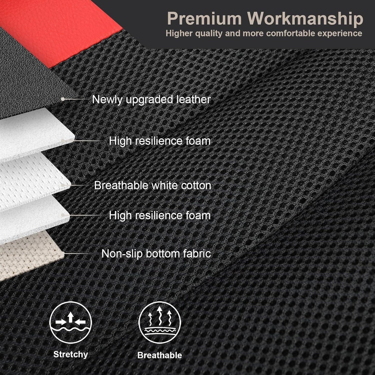 GIANT PANDA Front Car Seat Cover Custom Fit Toyota, 3D Air Mesh Car Seat Covers for Toyota Rav4 Camry Highlander Corolla Prius (Red+Black) 2-Pack