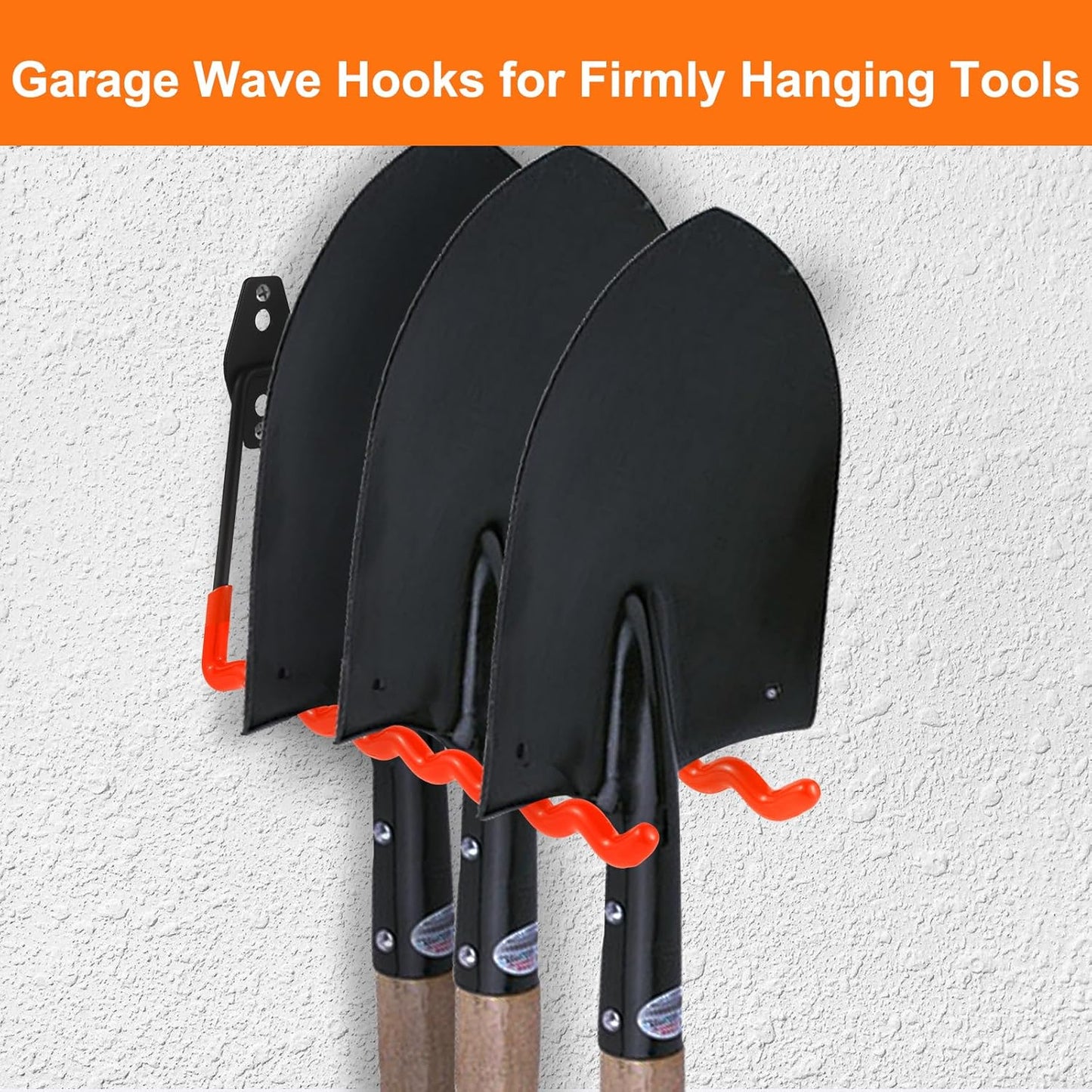 Wall Mounted Garage Hooks Tool Organizer, 12.4 Inch Garage Storage Hook Heavy Duty Utility Wall Hangers Orange for Ladders, Hose, Garden Tools, Set of 4