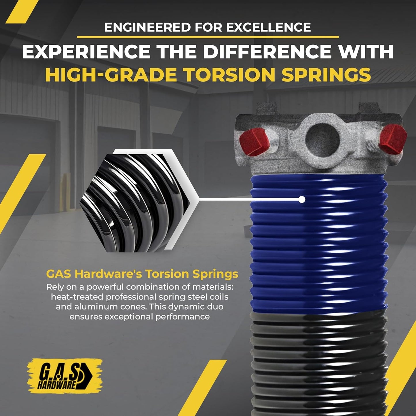 Garage Door Torsion Spring 262x1.75x40 Includes 1” Steel Bearing, Non-Slip Gloves, and Winding Bars for Left Side of Garage Door Precision E-Coating 5-Year Warranty Min. 30,000 Cycles (Red Cone)