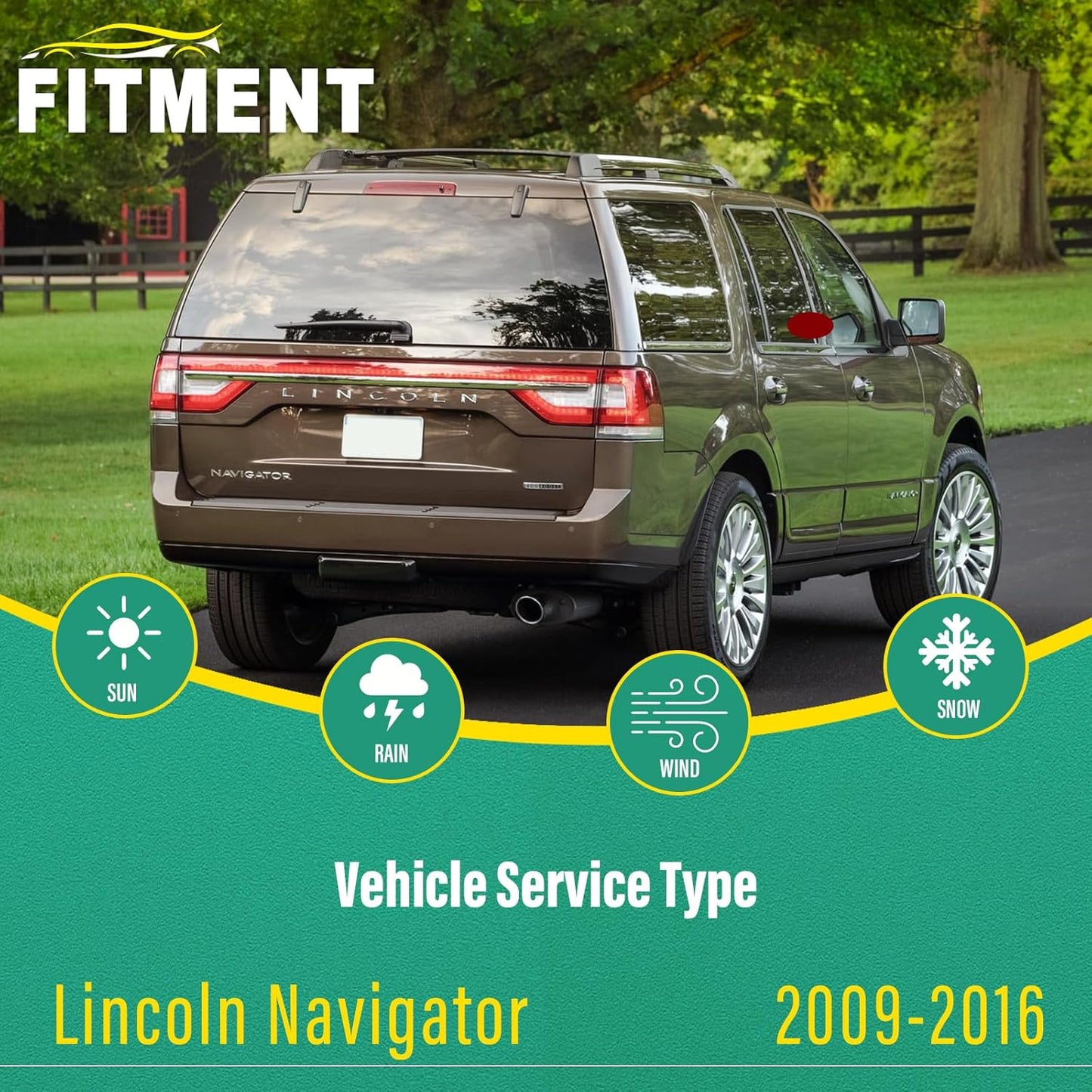 22" 22" 16" Windshield Wiper Blades Replacement for Lincoln Navigator 2009 2010 2011 2012 2013 2014 2015 2016 Premium All Weather Front Rear Wipers Set - OEM Quality (Pack of 3)