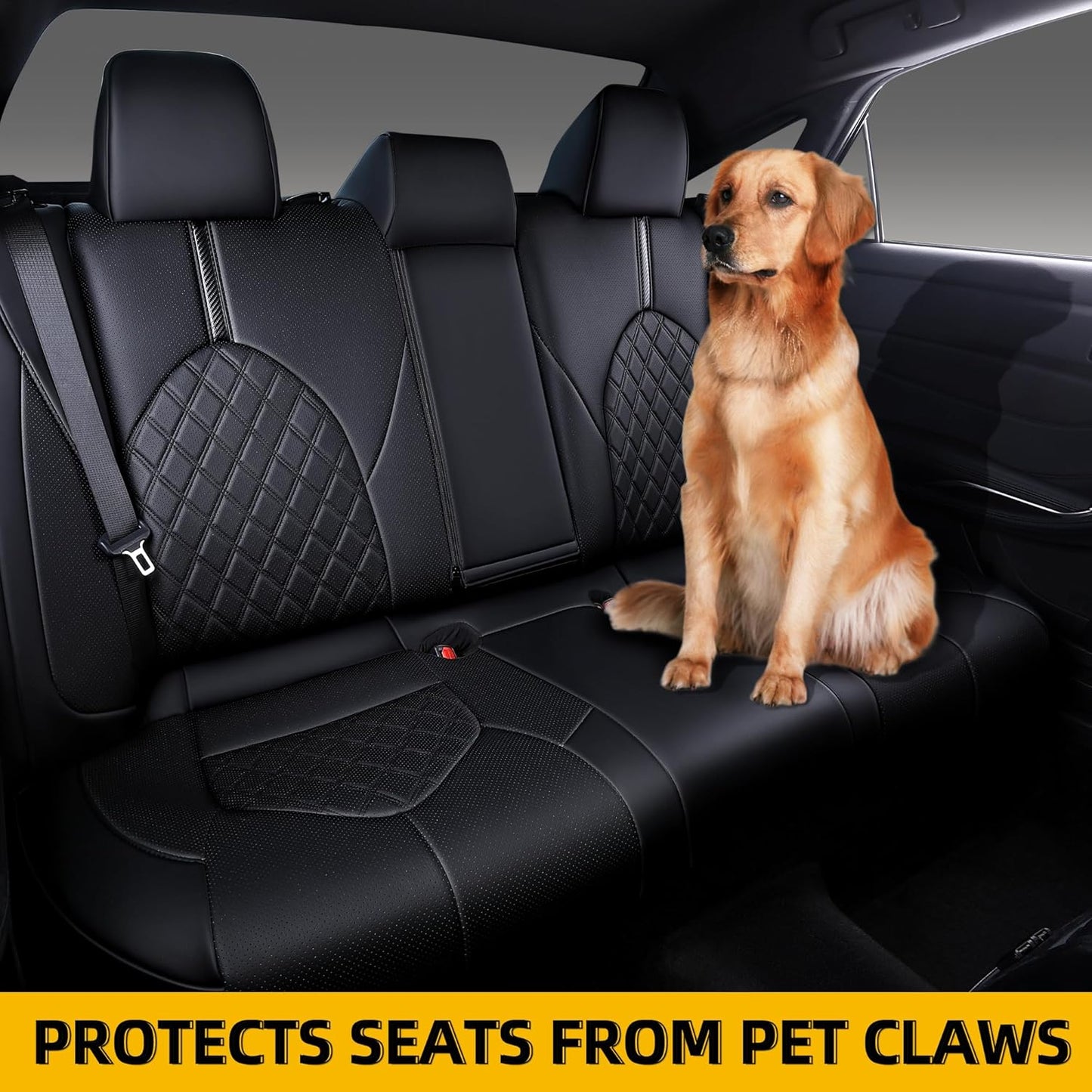 Custom Fit Camry Seat Covers for 2018-2024 Toyota Camry Hybrid LE,SE Full Coverage Waterproof Breathable Leather Car Seat Covers Full Set (Black)