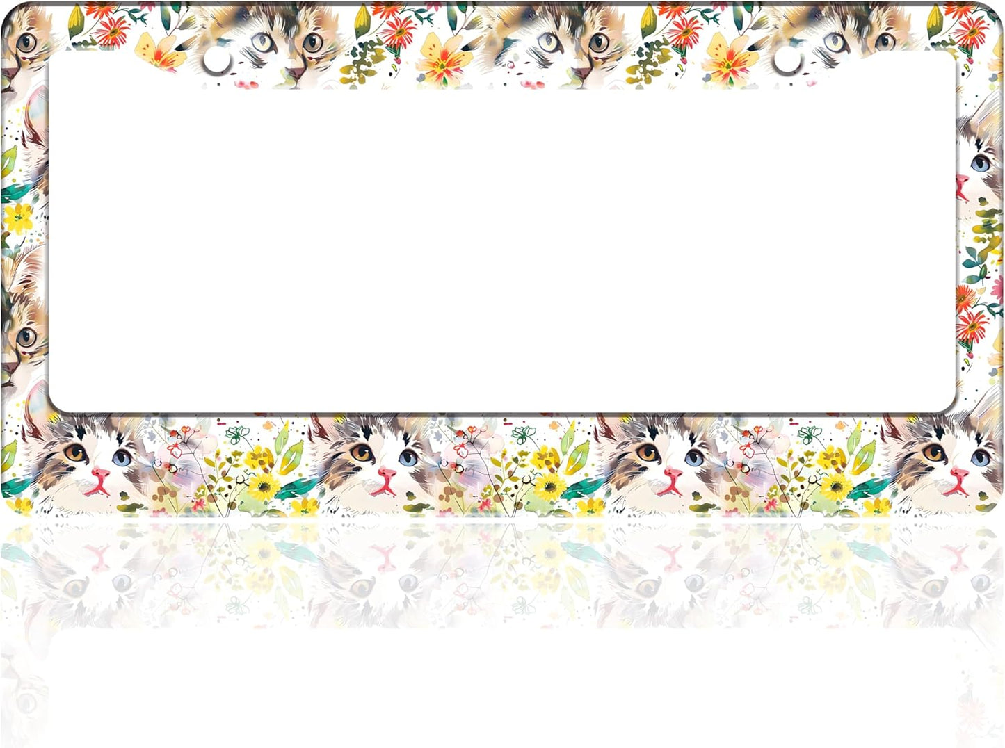 Cute Cat License Plate Frame Kitten Stainless Steel License Plate Holder for Front or Rear Car Tags Funny for Car Decoration Accessories with Screws 6.3 X 12.2 in for Women Men