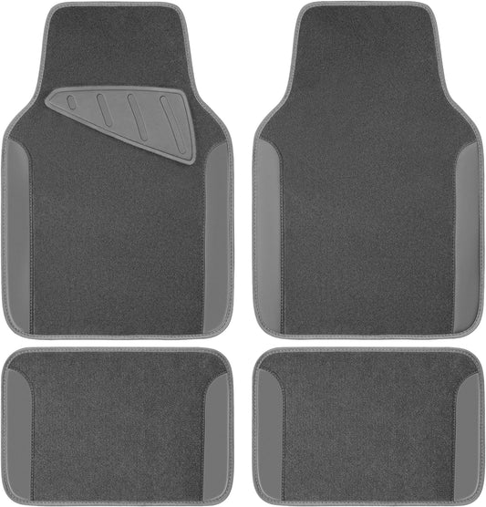 CAR PASS Waterproof Universal Fit Car Floor Mats, Car Mats Fit for SUV,Vans,sedans, Trucks,Set of 4pcs Car Carpet with Driver Heel Pad (All Gray)
