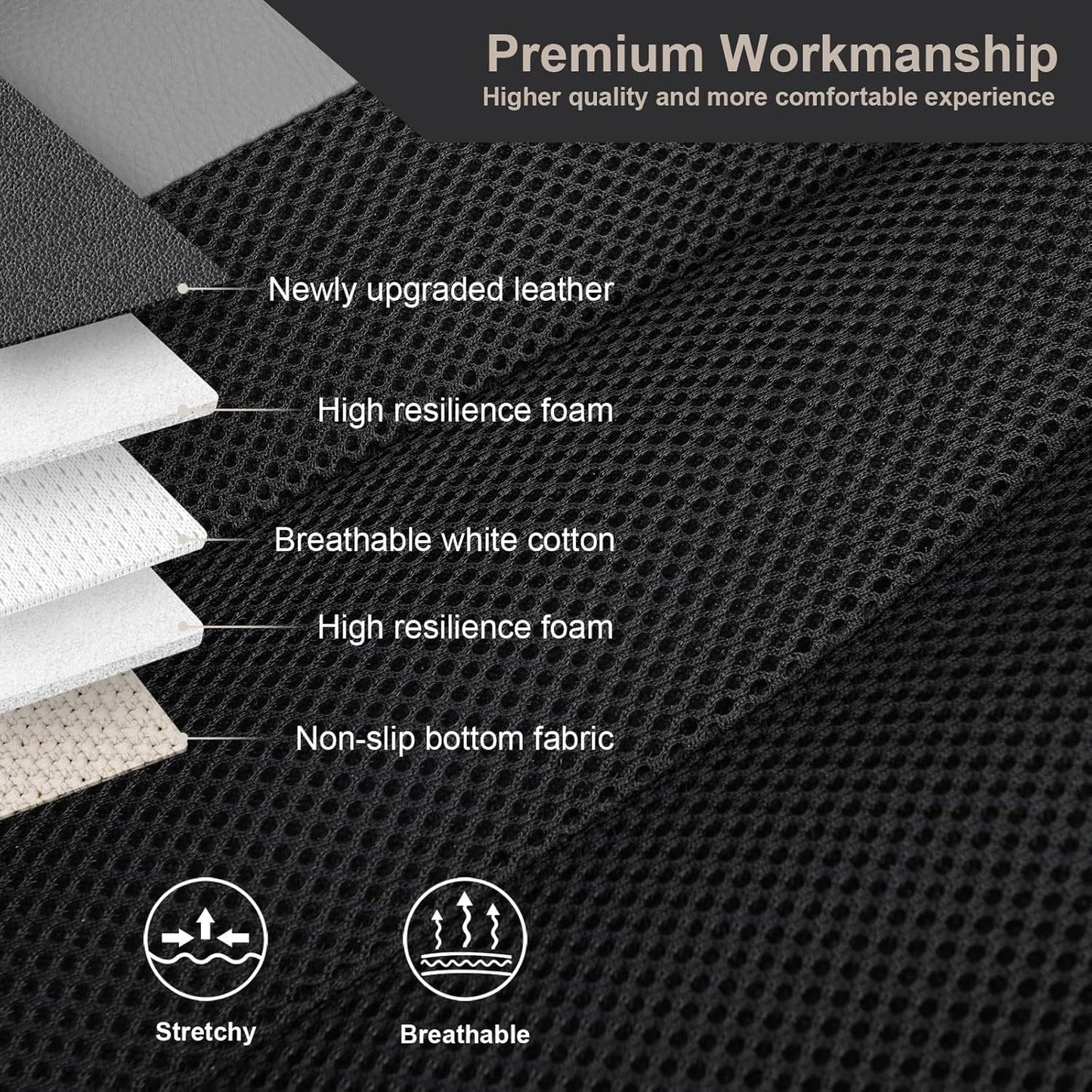 GIANT PANDA Fit Chevy Equinox Trax Malibu Blazer Trailblazer Traverse Tahoe Front Car Seat Cover, 3D Air Mesh Breathable Seat Protector, Gray（2-Pack