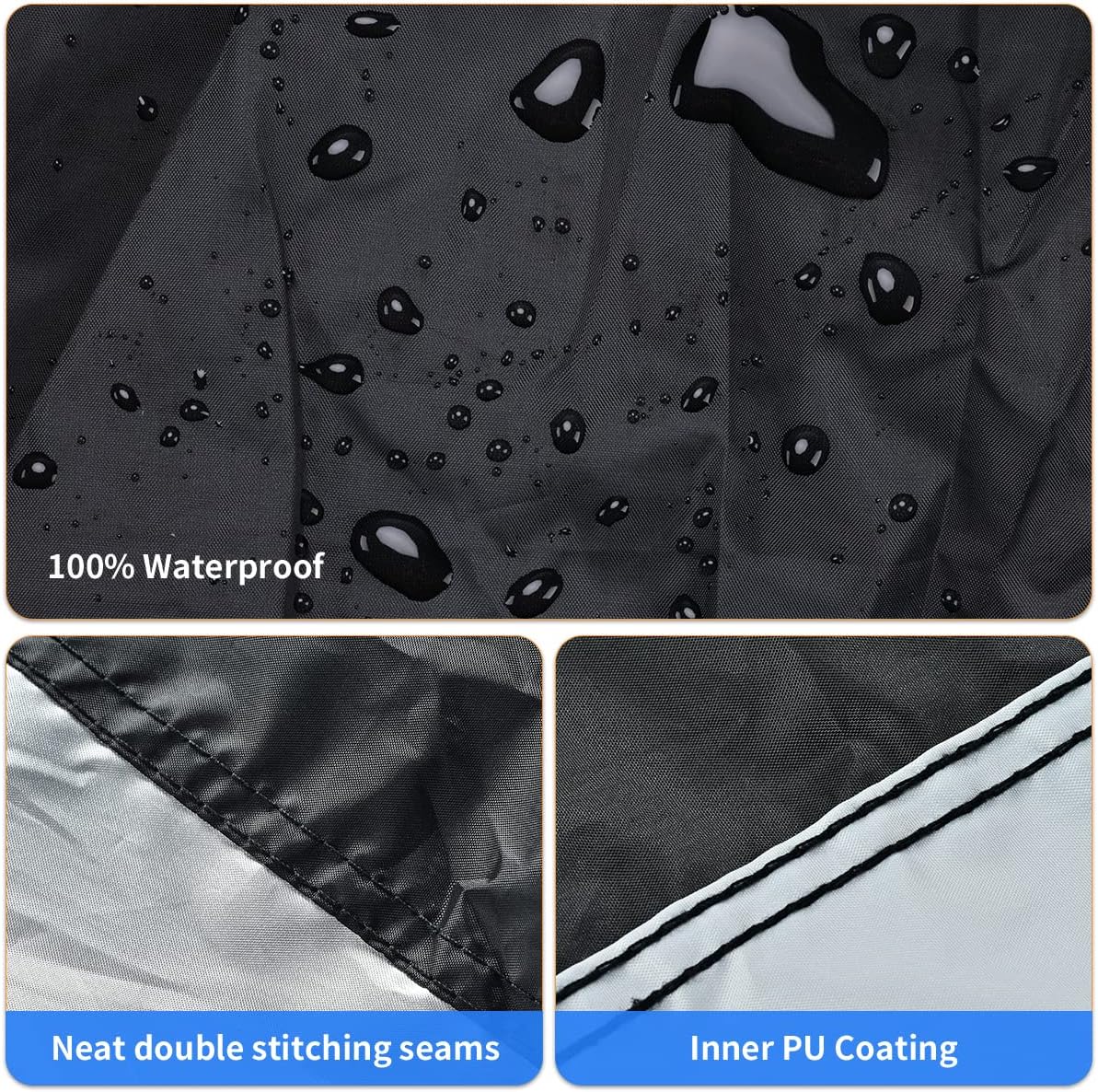 Motorcycle Cover, Coverado Motorcycle Covers Waterproof Outdoor Storage with Lockholes and Night Reflector, All Weather Waterproof Sun Protection Outdoor Scooter Cover Universal Fit Up to 93" Motors