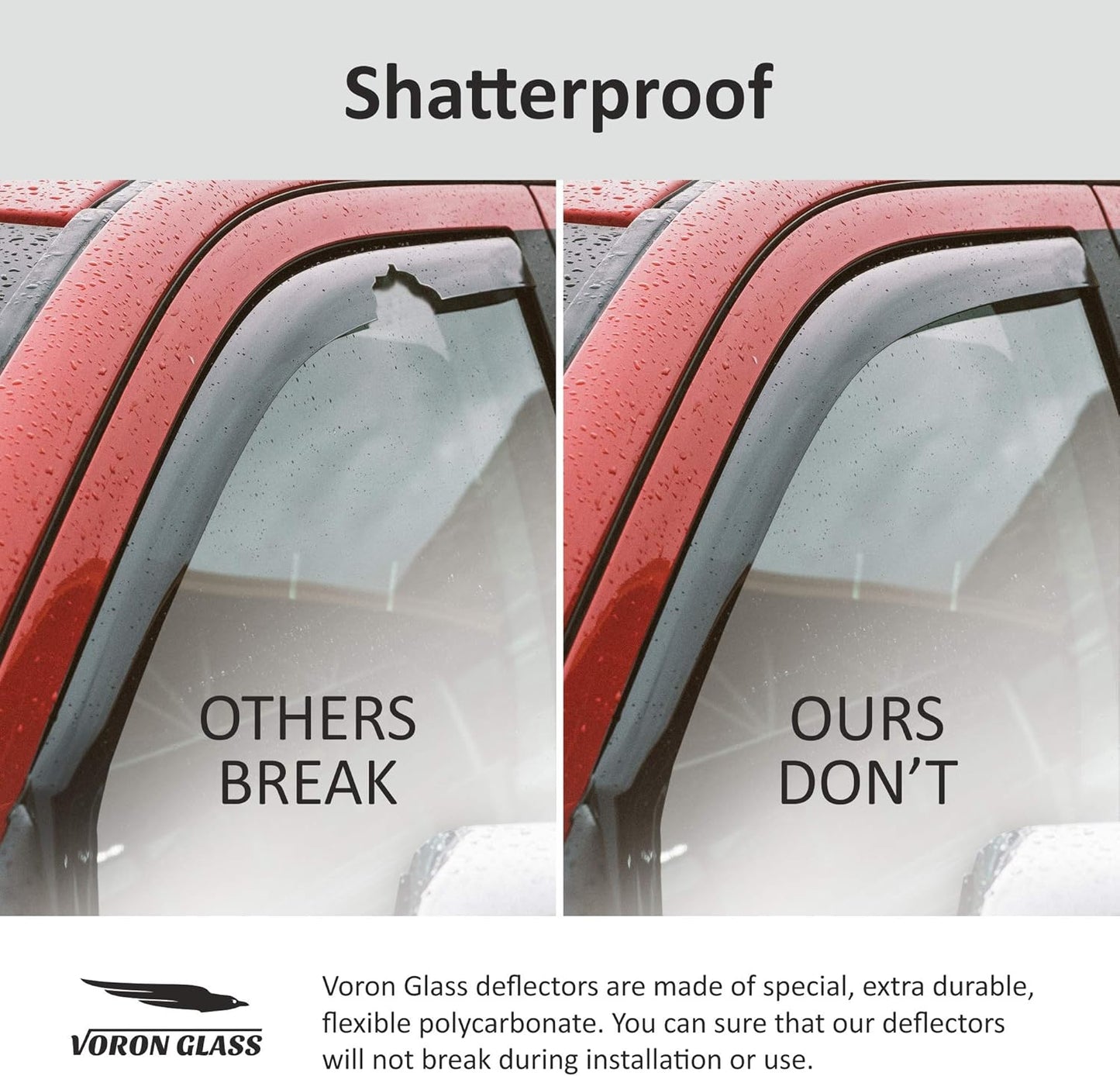 Voron Glass in-Channel Extra Durable Rain Guards for GMC Yukon XL 2015-2020, Window Deflectors, Vent Window Visors, 4 Pieces - 200609