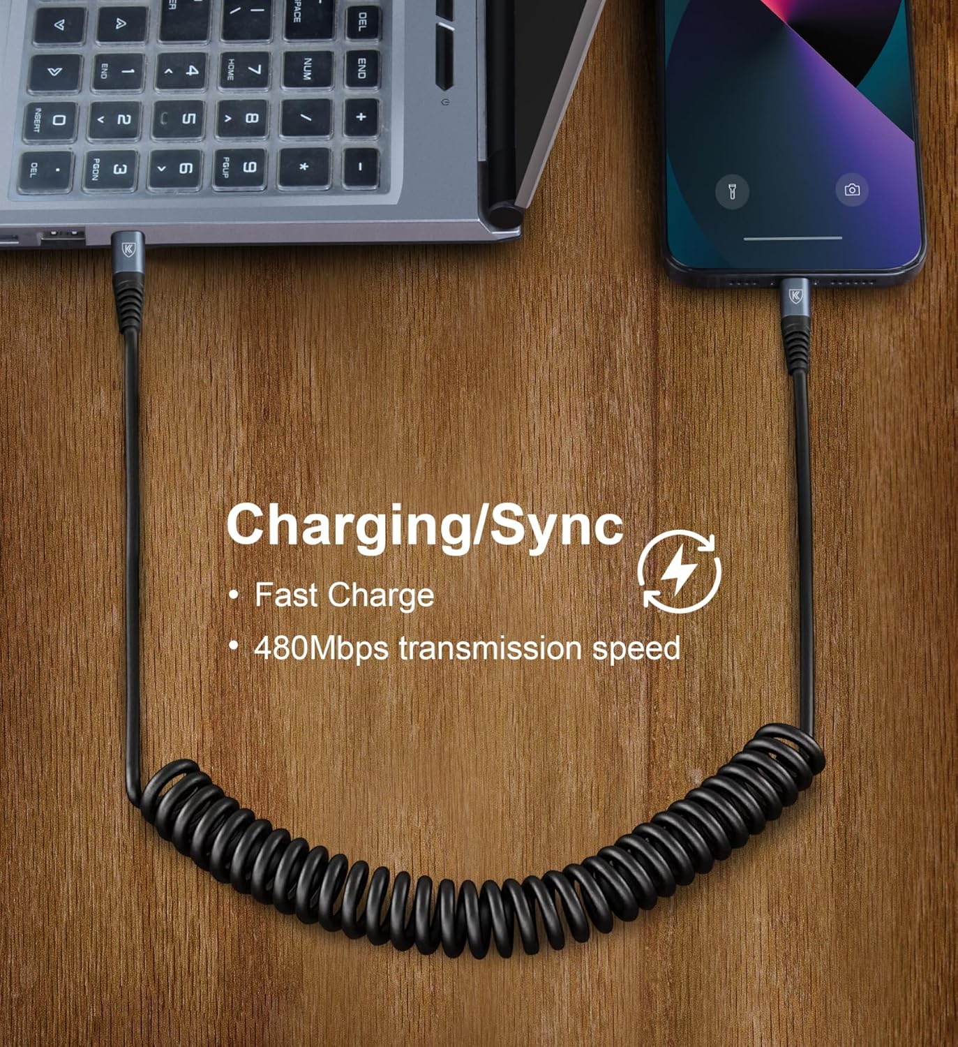 KIYODA USB Type C to Lightning Cable 3FT 2Pack, Coiled iPhone Charger Fast Charging for Car Short USBC Lightning iPhone Cord for iPhone14/13/12/11 Pro Max/iPad/CarPlay