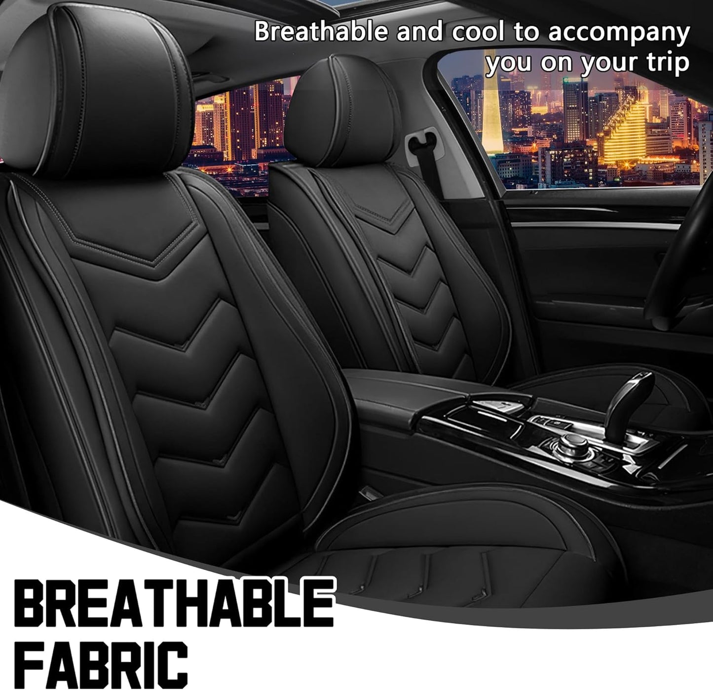 Car Seat Covers for Chrysler Pacifica 2004-2025, Stylish Sport Seat Cover, Premium Nappa Leather Car Seat Cover. Automobile Seat Covers Sets.(Standard 2 Seats/Pure Black)