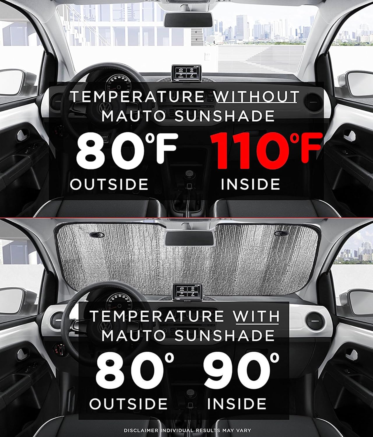 Big Hippo Car Windshield Sun Shade-Jumbo/Standard Car Window Shades Keeps Vehicle Cool-Front UV Ray Protector Sunshade-Easy to Use Sun Shade-Silver(55.16"X 27.5")