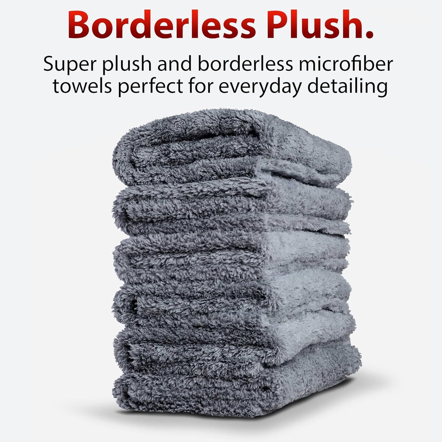 Adam's Borderless Grey Microfiber Towel (1pk) - Premium Ultra Soft Car Detailng Towel Cloths, 480gsm - Safe for Car Wash, Home Cleaning & Pet Drying Cloths (16 Inch x 16 Inch)