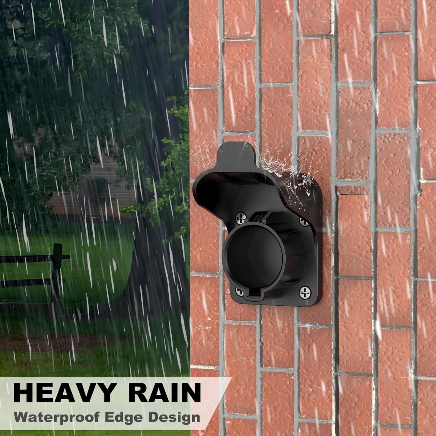 J1772 EV Charger Holder Wall-Mount for Garage Wall/Outdoor Post, Electric Vehicle Charger Nozzle Holster Dock Hook for All J1772 EVs Cable/Cord Plug & Connector Hanger Bracket Waterproof