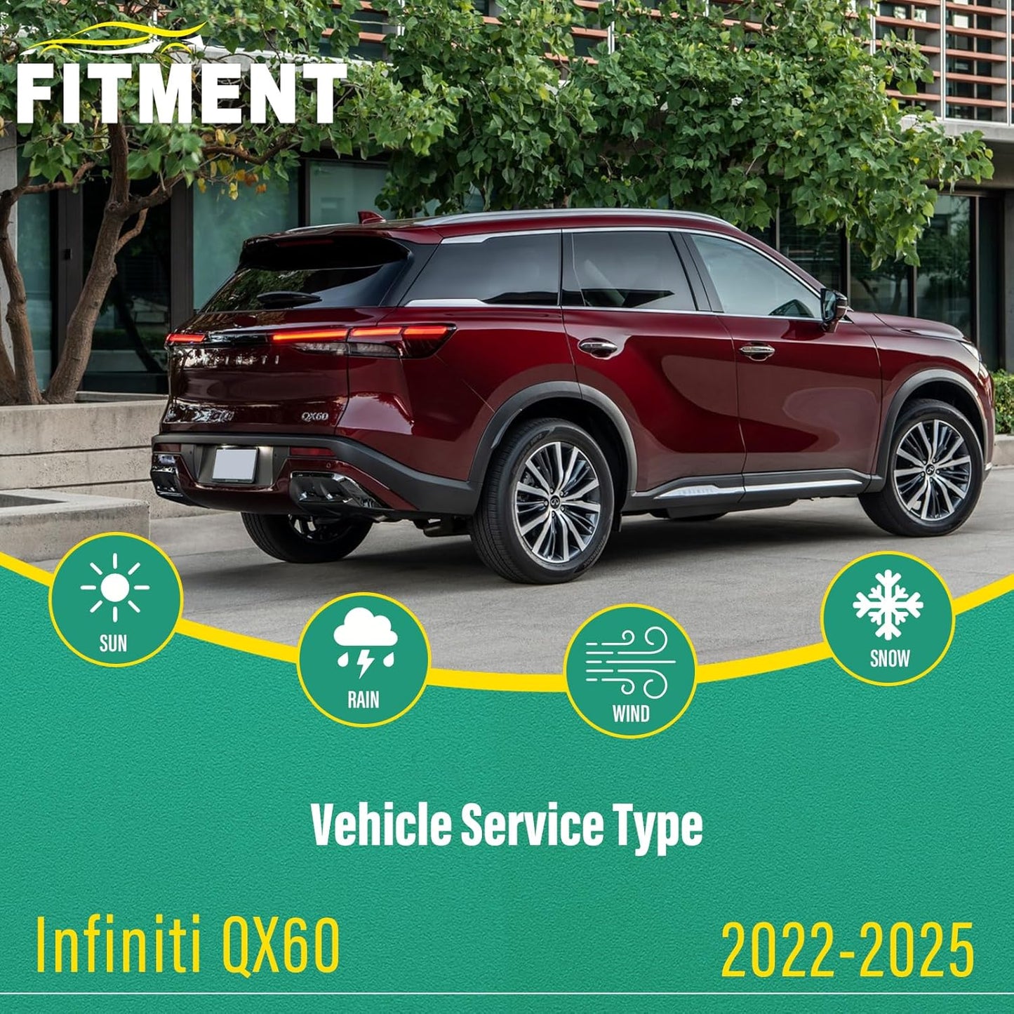 26" 19" 12" Windshield Wiper Blades Replacement for Infiniti QX60 2022 2023 2024 2025 QX 60 Premium All Weather Front Rear Wipers Set - OEM Quality (Pack of 3)