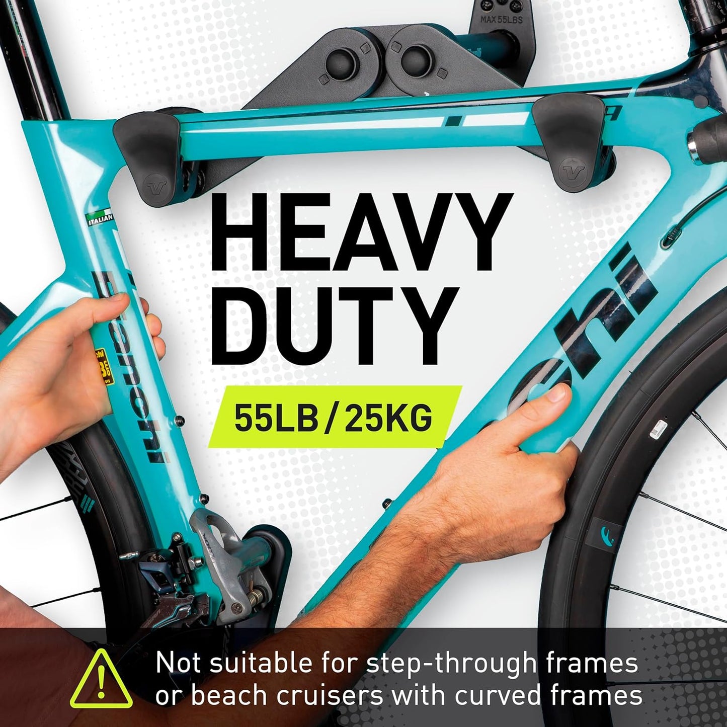 Vibrelli Bike Wall Mount - Horizontal Storage Rack for Hanging Bicycles in Garage - Adjustable Bike Hanger, Holder - Wall Bike Rack Hooks for Bicycle