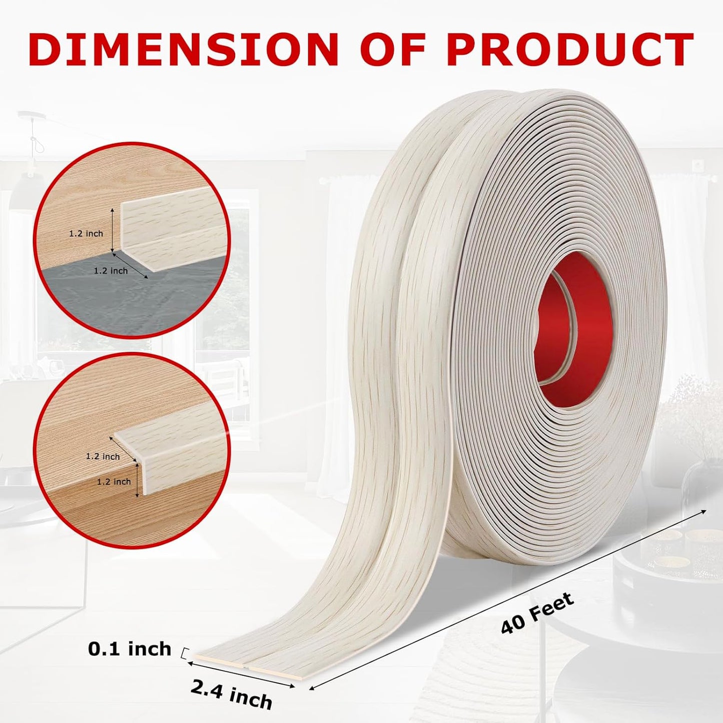Flexible Wall Corner Protector Moulding Trim Peel and Stick Wall Corner Guards Edge Protector Self Adhesive Molding Trim Strip for Edge Ceiling (Beige Wood Grain, 2.4 in x 40 Ft)