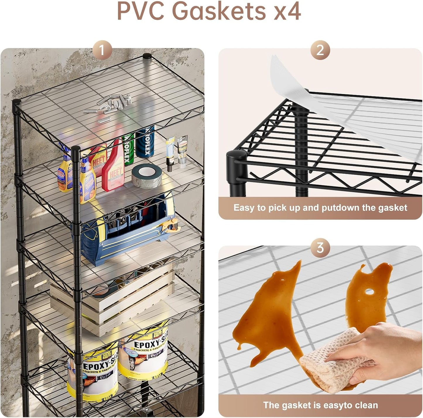 SINGAYE 6 Small Wire Shelves Kitchen Pantry Close Home Organizers and Storage Bathroom Shelf Laundry Room Organization Adjustable Book Metal Garage Shelving Unit