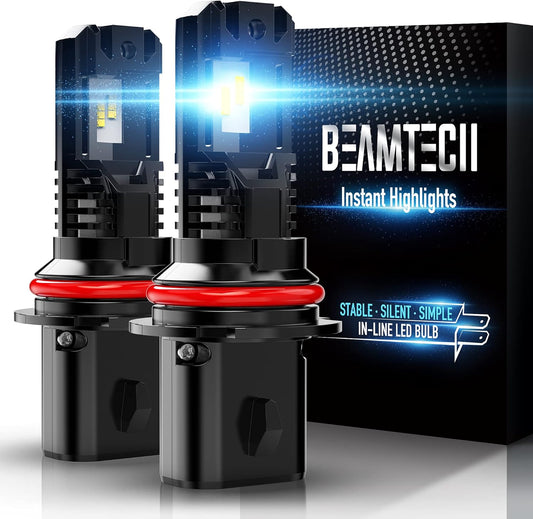 BEAMTECH Bulb, 9007 Fog Light Bulbs Powersports Light Bulb Fanless in Line 6500K Pack of 2