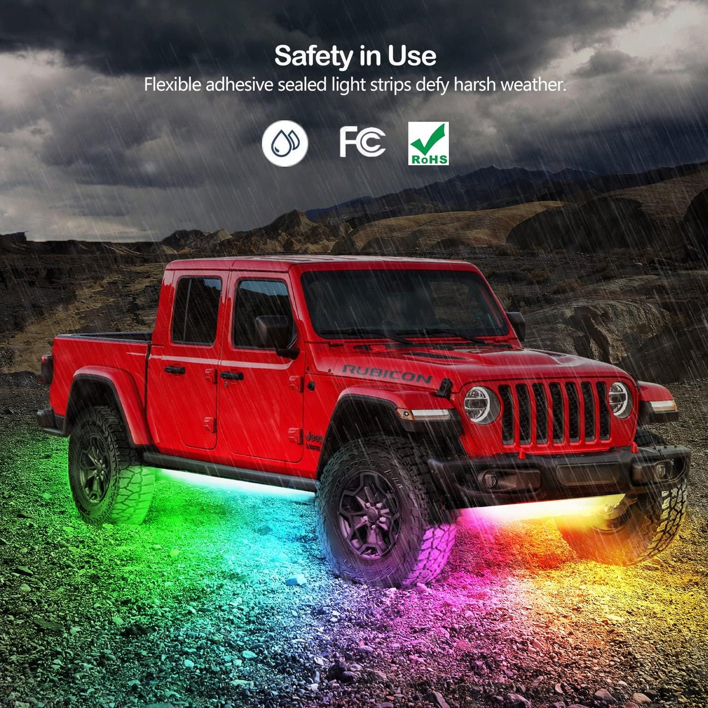 Underglow Led Lights for Cars, 6 pcs RGB-IC Smart LED Lights with Dream Color Chasing and 16 Million Colors with App and Remote Control, Waterproof Underglow Kit for Cars, SUVs, Trucks