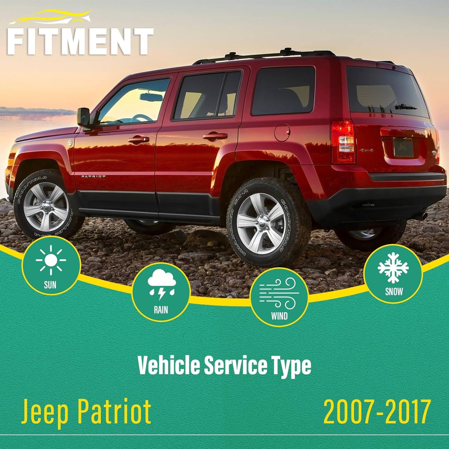 21" 21" 10" Windshield Wiper Blades Replacement for Jeep Patriot 2007-2017 Premium All Weather Front Rear Wipers Set - OEM Quality (Pack of 3)