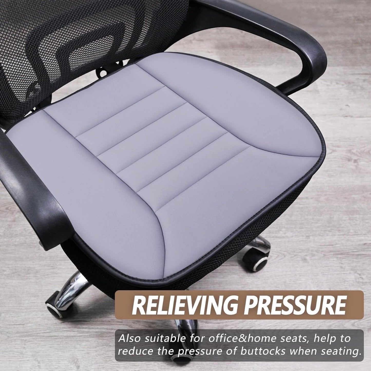 MYFAMIREA Car Seat Cushion Pad 1.2" Thick Comfort Seat Protector for Car Driver Seat Office Chair Home Use Memory Foam Seat Cushion with Non Slip Bottom, 20'' x 18.5'', Gray