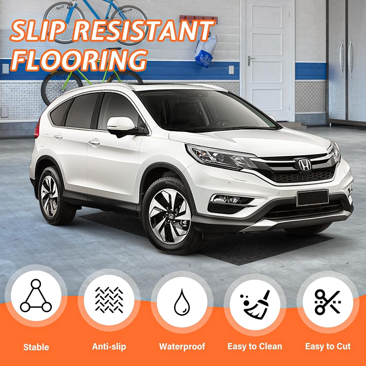 60" x 72" Heavy Duty Oil Spill Mat, Garage Floor Mat for Under Car, 1/4 Inch Thicked Waterproof Rubber Backing Mat Protect Floor, Reusable Oil Drip Leak Absorbent Pads