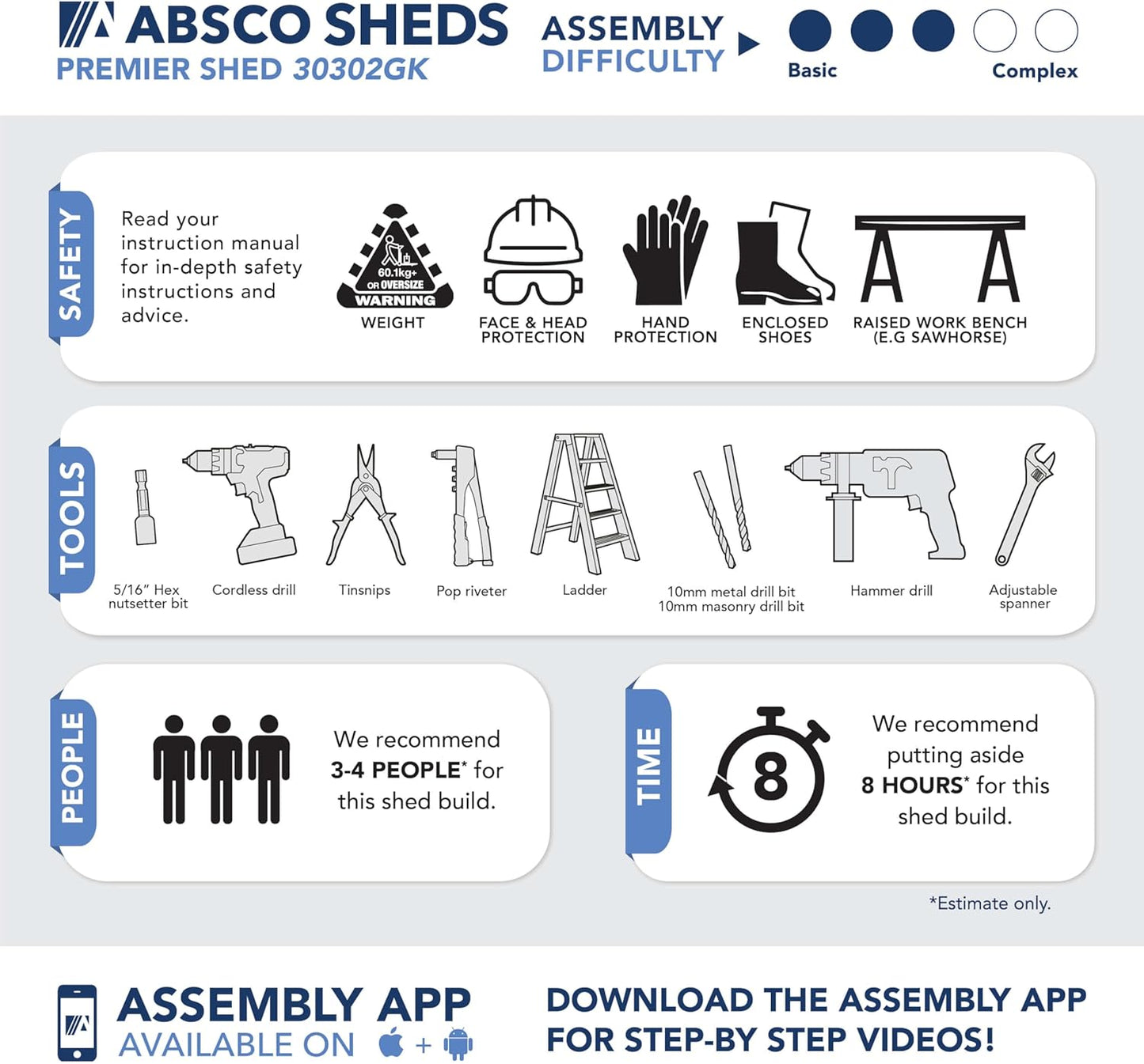 Absco Premier Storage Sheds, 10'x10' Metal Garage, DIY Backyard Shed, Utility Tool Storage, Weather & Wind Resistant Aluminum Panels & Steel Frame, Maintenance-Free, 12 Year Warranty, Monument Gray
