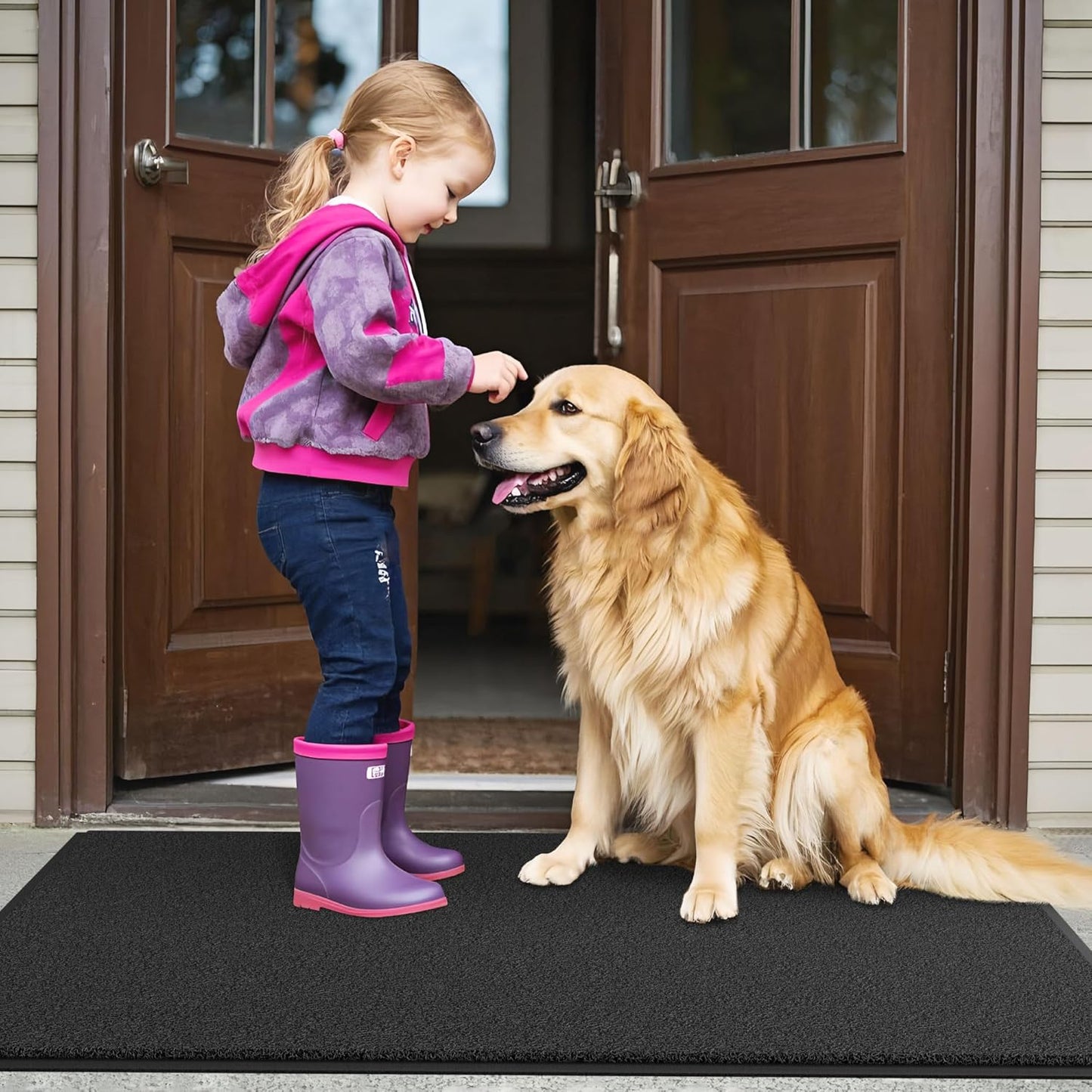 Sturdy Front Door Mat, 60" x 36" Heavy Duty Indoor Outdoor Doormat for Entryway, Fade Resistant, Waterproof Low Profile Entry Mat, Non Slip Welcome Mat for Outside Entrance, Patio, Home