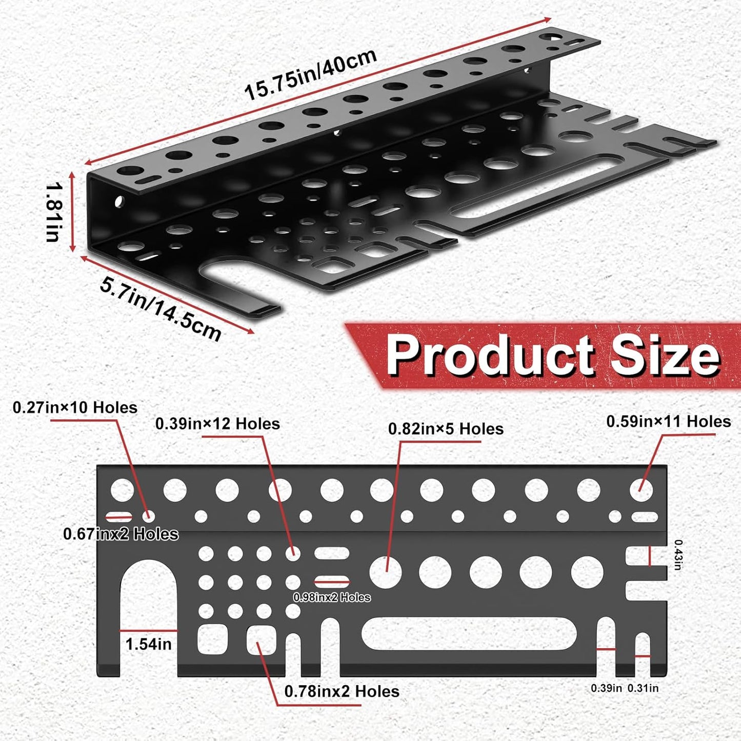 2Pcs Metal Screwdriver Organizer, Wall Mount Plier Organizer Hammer Holder, Hand Tool Storage Rack for Garage Workshop Workbench (Black, 2PCS)