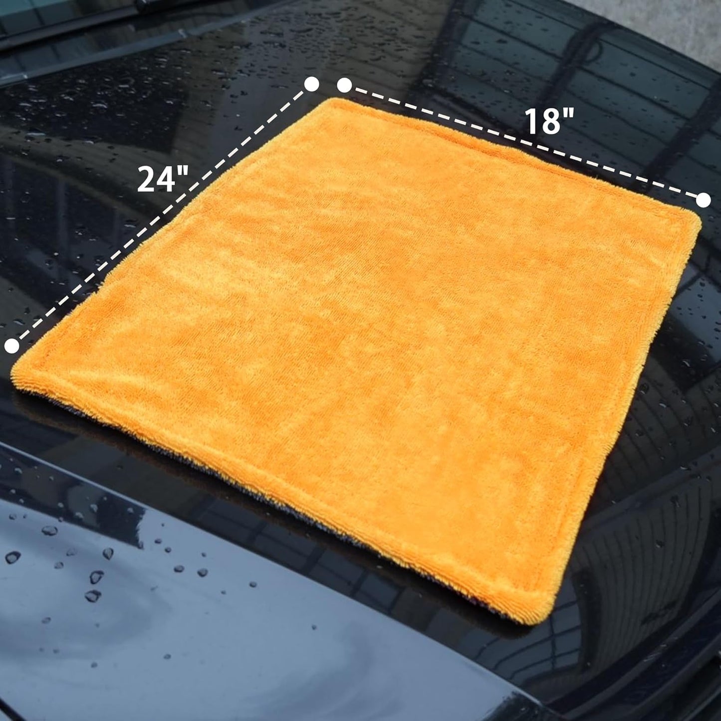 LIVOS Car Drying Towel, Premium Microfiber Towels for Cars, 1000GSM, Edgeless Twisted Loop Design, No Streaks, Scratches, or Water Spot, Absorbent Wash Towel, 18" x 24" (Yellow&Grey)
