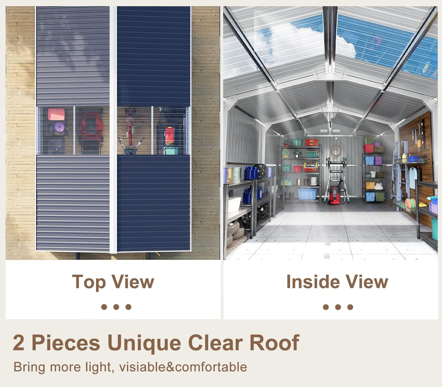 10x16 FT Metal Outdoor Shed Extra Large Waterproof Tools Storage House with Skyview Windows Air Vent Reinforced Frame for Outside Garden Backyard to Store Bikes,Lawnmower,Garage,Dark Grey