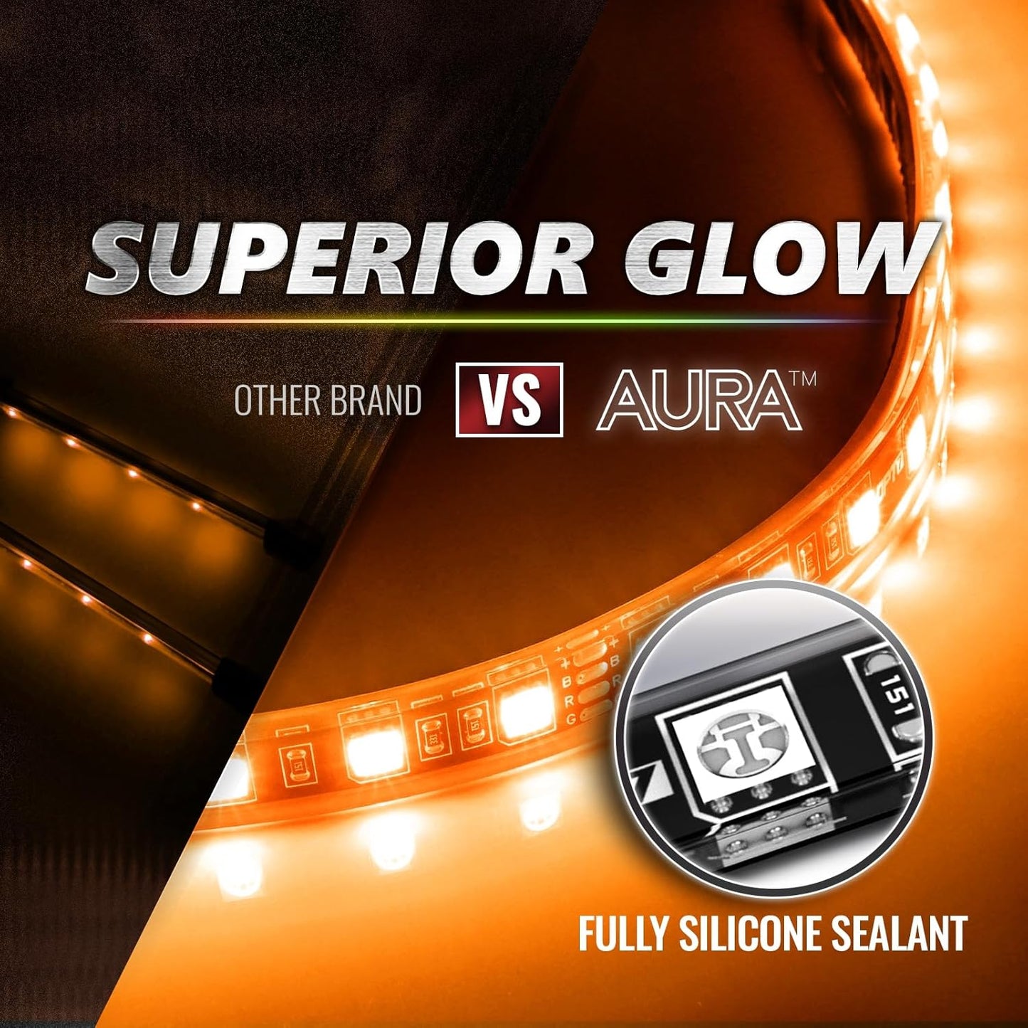 OPT7 Aura Pro 6PC Interior Lights for Truck SUV RV with App & Remote Control, Multicolor Mode, Music Sync Neon Accent Lighting Kit, Under Dash Decor, 12V Car Charger, Single Row LED Strip