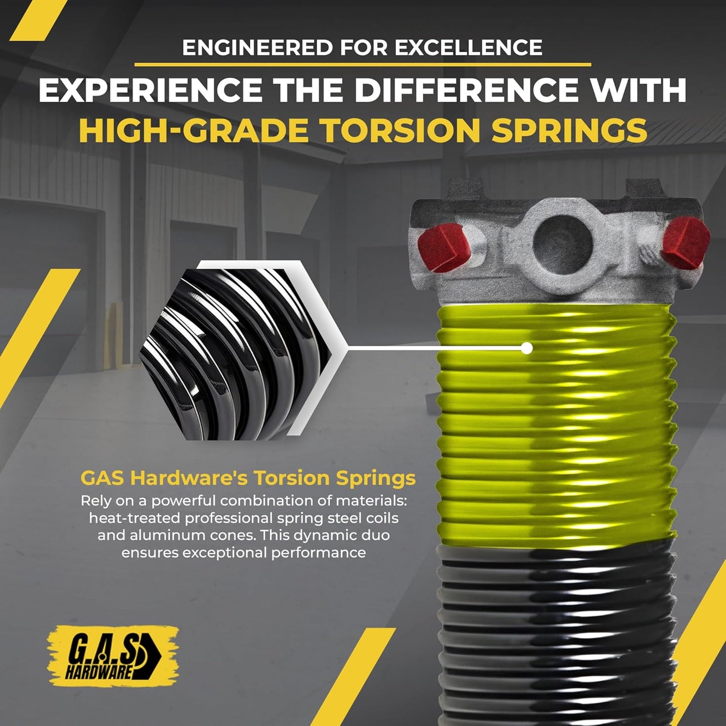 Garage Door Torsion Spring 207x1.75x26 Includes 1” Steel Bearing, Gloves, Manual, and Winding Bars for Right Side of Garage Door Precision E-Coating 5-Year Warranty Min. 30,000 Cycles (Black Cone)