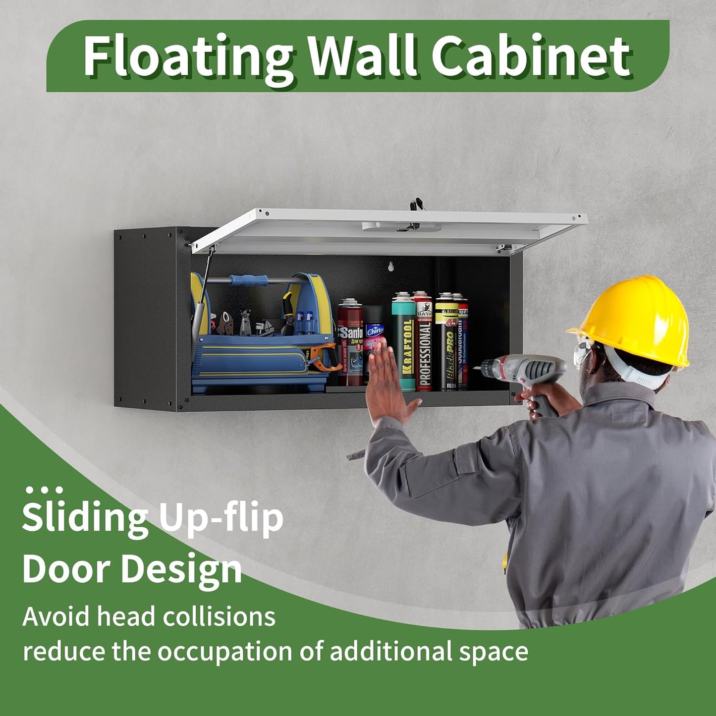 Garage Wall Cabinet,Metal Wall Cabinet with Doors and Adjustable Shelves,Steel Utility Wall Mounted Tool Cabinets for Home,Office,Kitchen,Warehouse