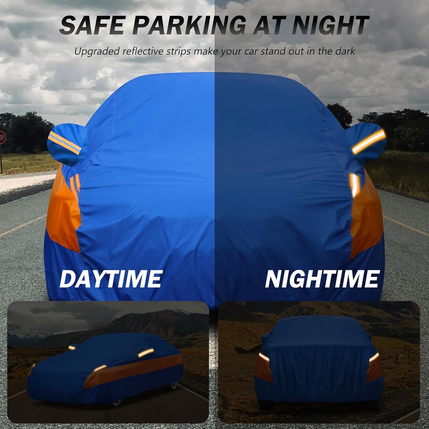 Heavy Duty Outdoor Car Cover Windproof All Weather Waterproof Sun Rain UV Dust Snow Protection Outdoor,Fit FIt Acura,Subaru,Nissan etc.Size A5