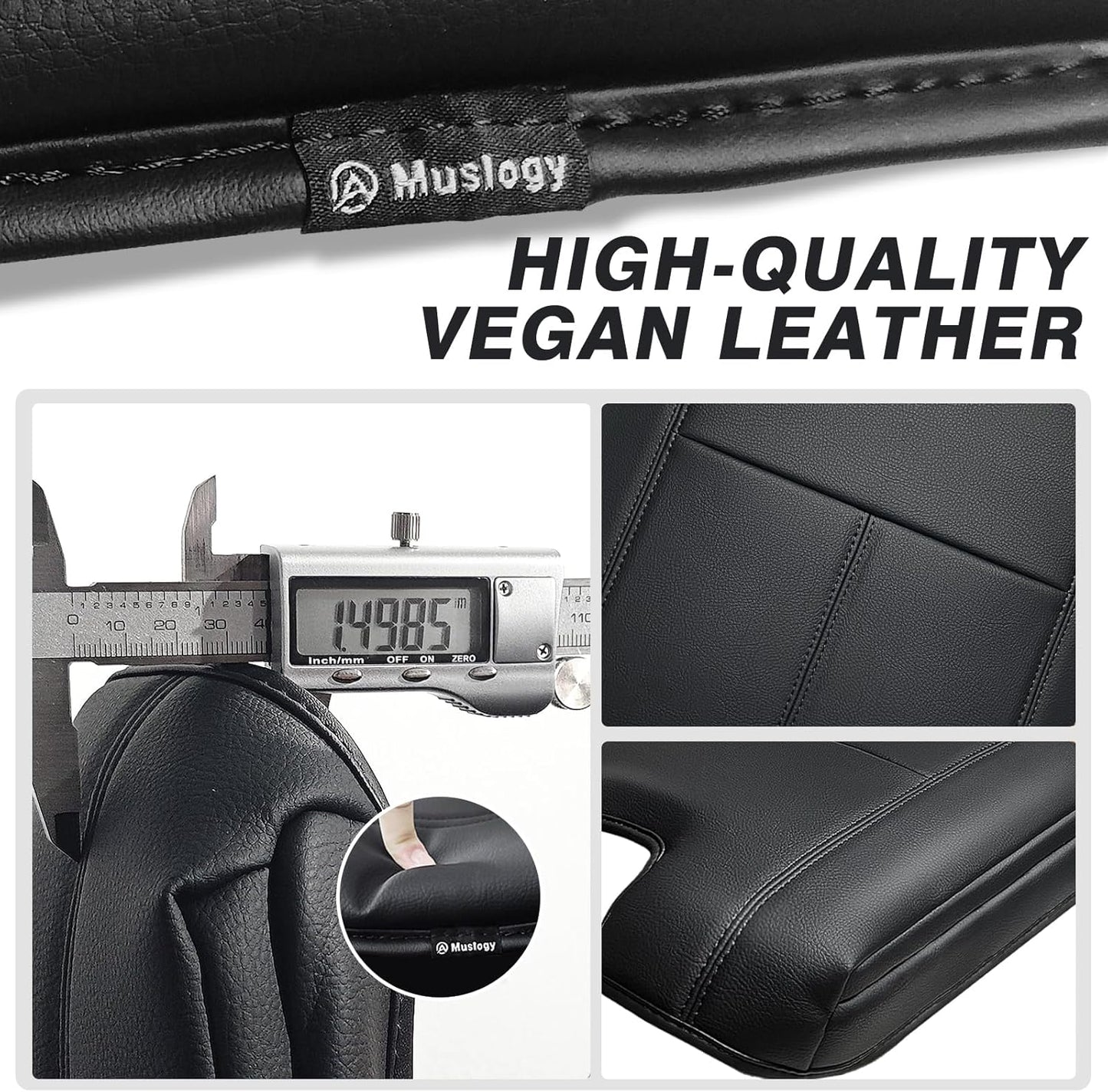Muslogy Center Console Armrest Cover Compatible with Chevy Silverado/Tahoe & GMC Sierra/Yukon 2007-2013 Comfort Armrest Pad Arm Rest Cushion Vegan Leather Protector 1-Inch Extra Thick(Jump Seat ONLY)