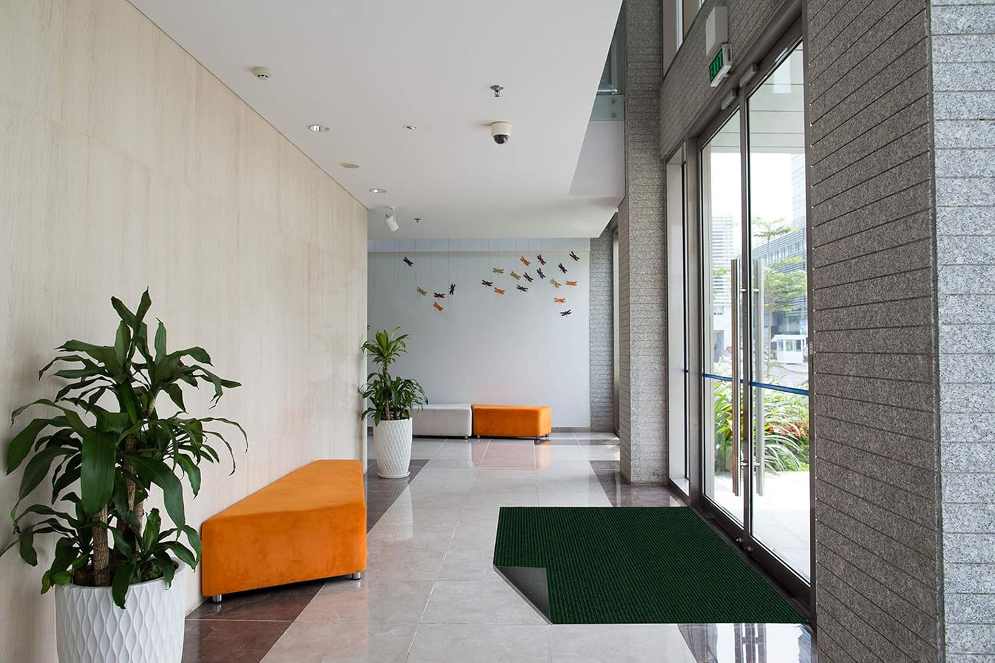 KOECKRITZ Heavy Duty Durable All Weather Indoor/Outdoor Non Slip Entrance Mat Rugs and Runners for Office Business Building Home Garage Front Door - 2' x 8' Green