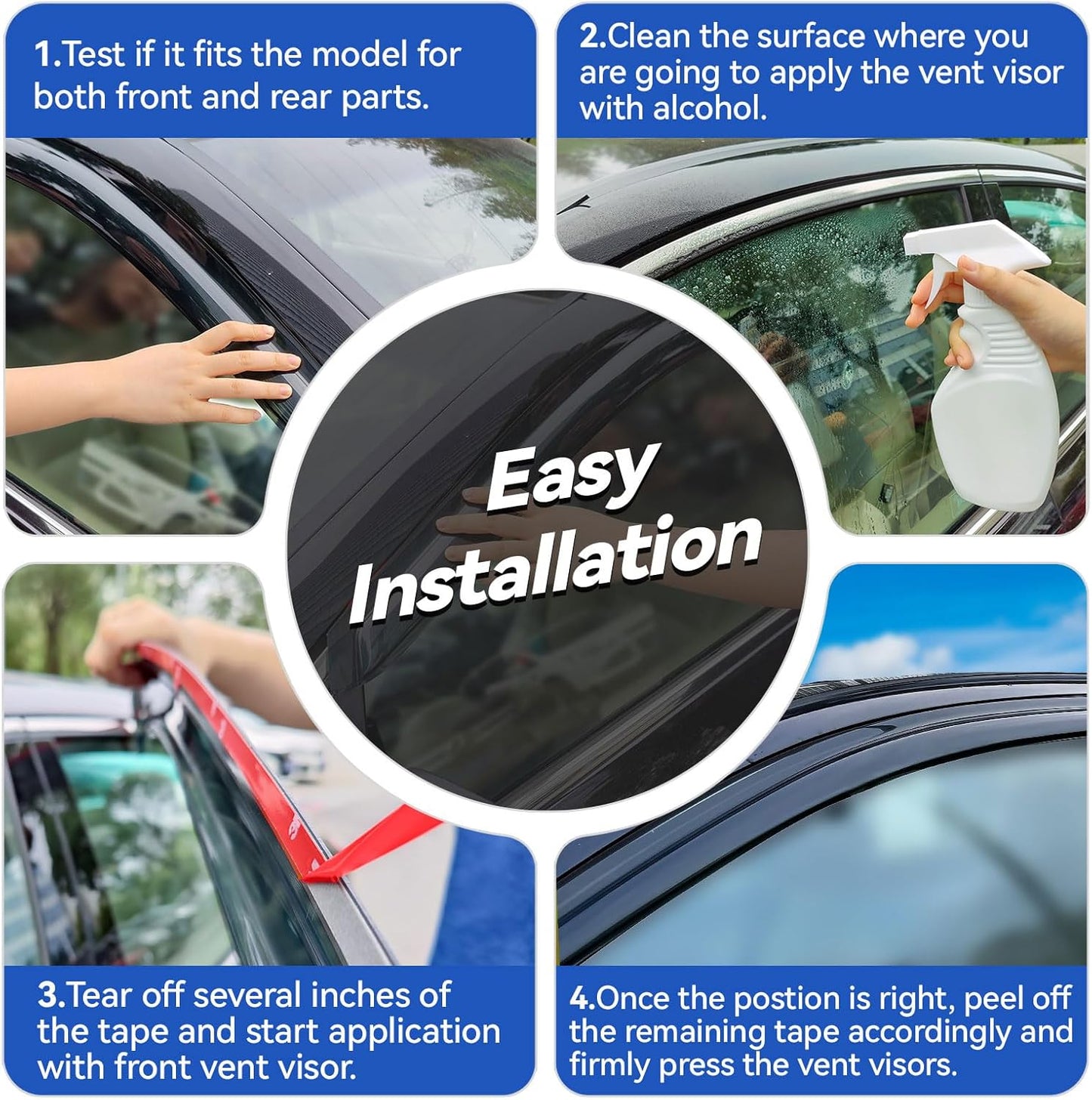 Window Visors Rain Guards for 2012-2018 Toyota Yaris Hatchback, Out-Channel Window Vent Wind Deflectors Visors Shades for 12-18 Toyota Yaris