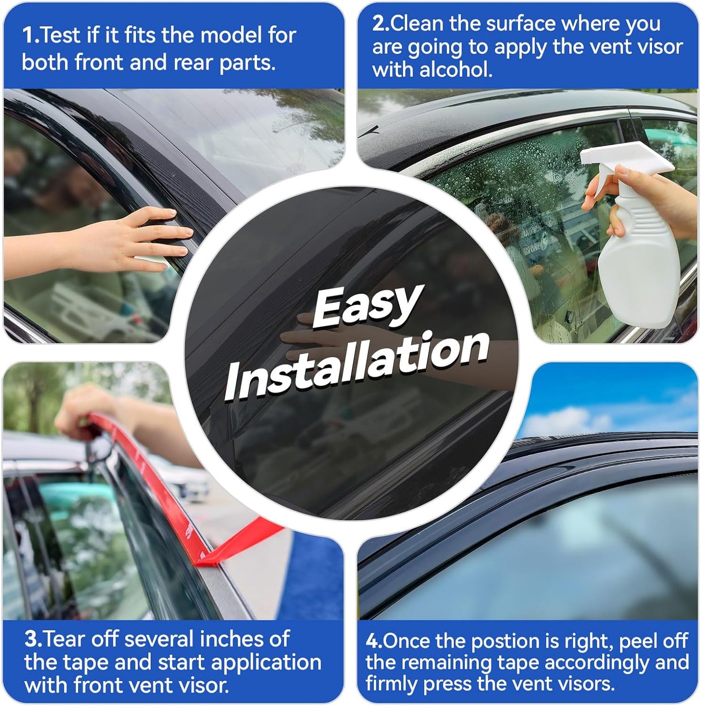 Window Visors Rain Guards for 2012-2020 Chevy Sonic Sedan, Out-Channel Window Vent Wind Deflectors Visors Shades for 12-20 Chevy Sonic (Not for Hatchback)