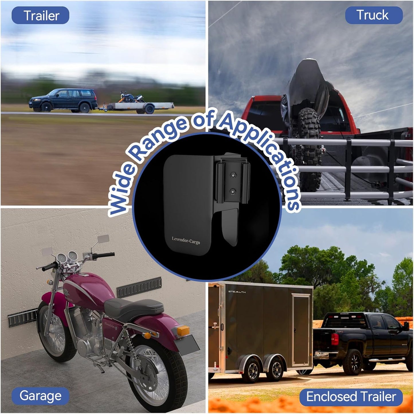 Motorcycle E-Track Wheel Chock,E Track Dirt Bike Wheel Chock fits tire 2" to 6",Heavy Duty 10 Gauge Steel E Track Motorcycle Wheel Chock,Black Dirt Bike Wheel Chocks for Trailer/Garage/Truck(2 Packs)