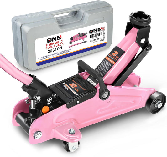 DNA MOTORING Low Profile Hydraulic Trolley Service/Floor Jack, 2 Ton (4000 lbs) Capacity, Lifting Range 5.1"-13", Pink, TOOLS-00474-PK