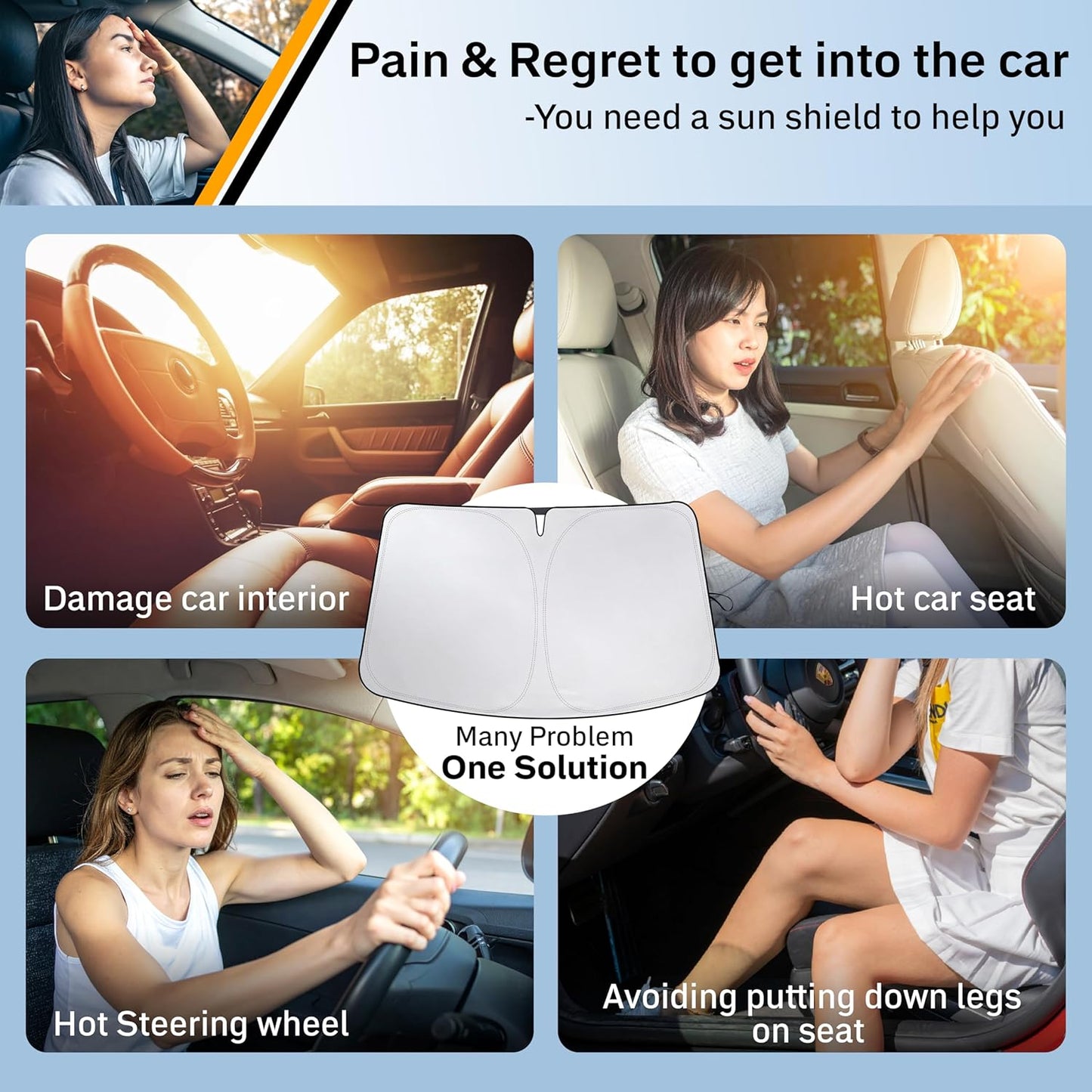 for Toyota Corolla 2014-2019 Windshield Sunshade Compatible - EcoNour 240T Polyester Material Cars Sun Visor Reflector Blocks UV Rays - Foldable Sunshade Interior Protection Corolla Accessories