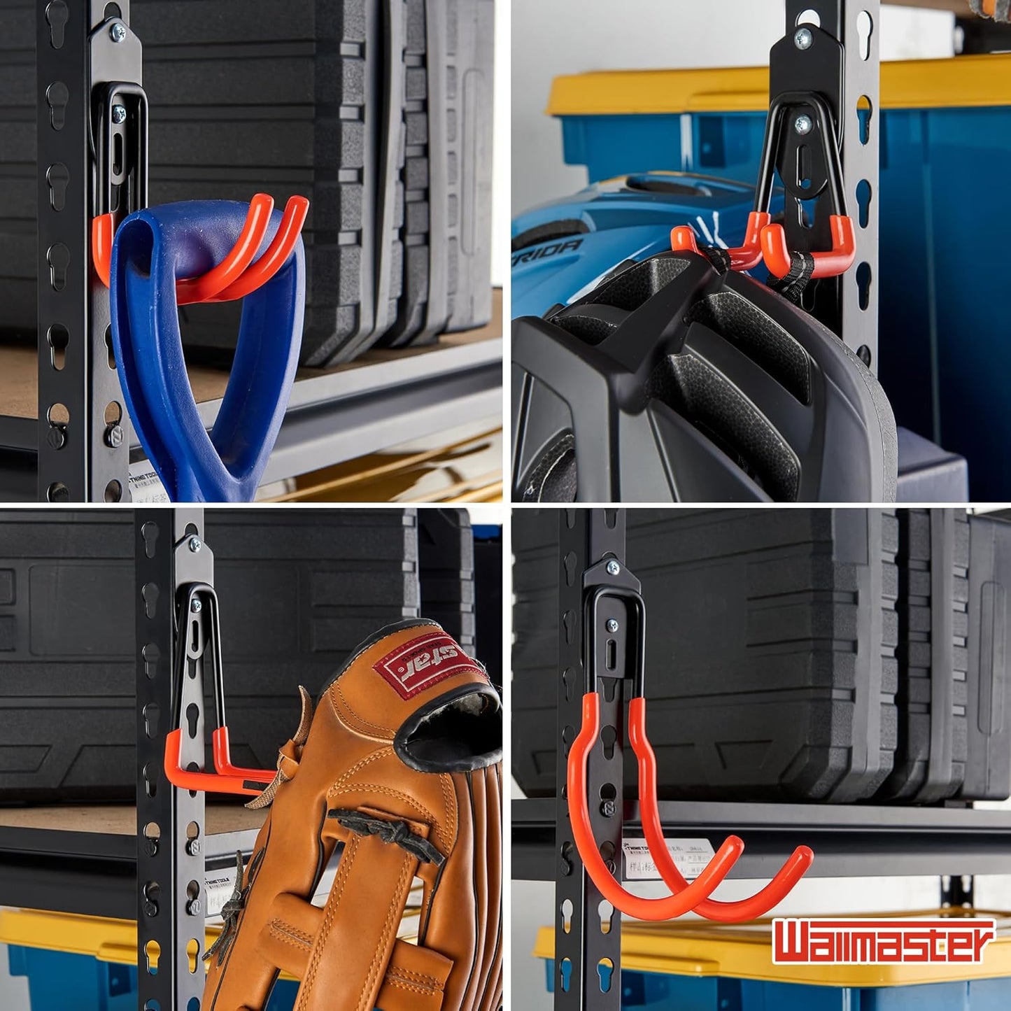 Wallmaster Garage Hooks Organizer Kit,12 Pack Adjustable Heavy Duty Shelving Hook,Wall Mount Utility Steel Garage Organization, for Organizing Garden Tools