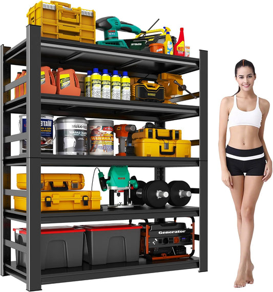 88" H Garage Shelving 5 Tier Storage Shelves Heavy Duty 3800LBS Adjustable Shelf Unit Metal Garage Shelving for Warehouse Industrial Basement, 88" H x 47" W x 24" D, Black