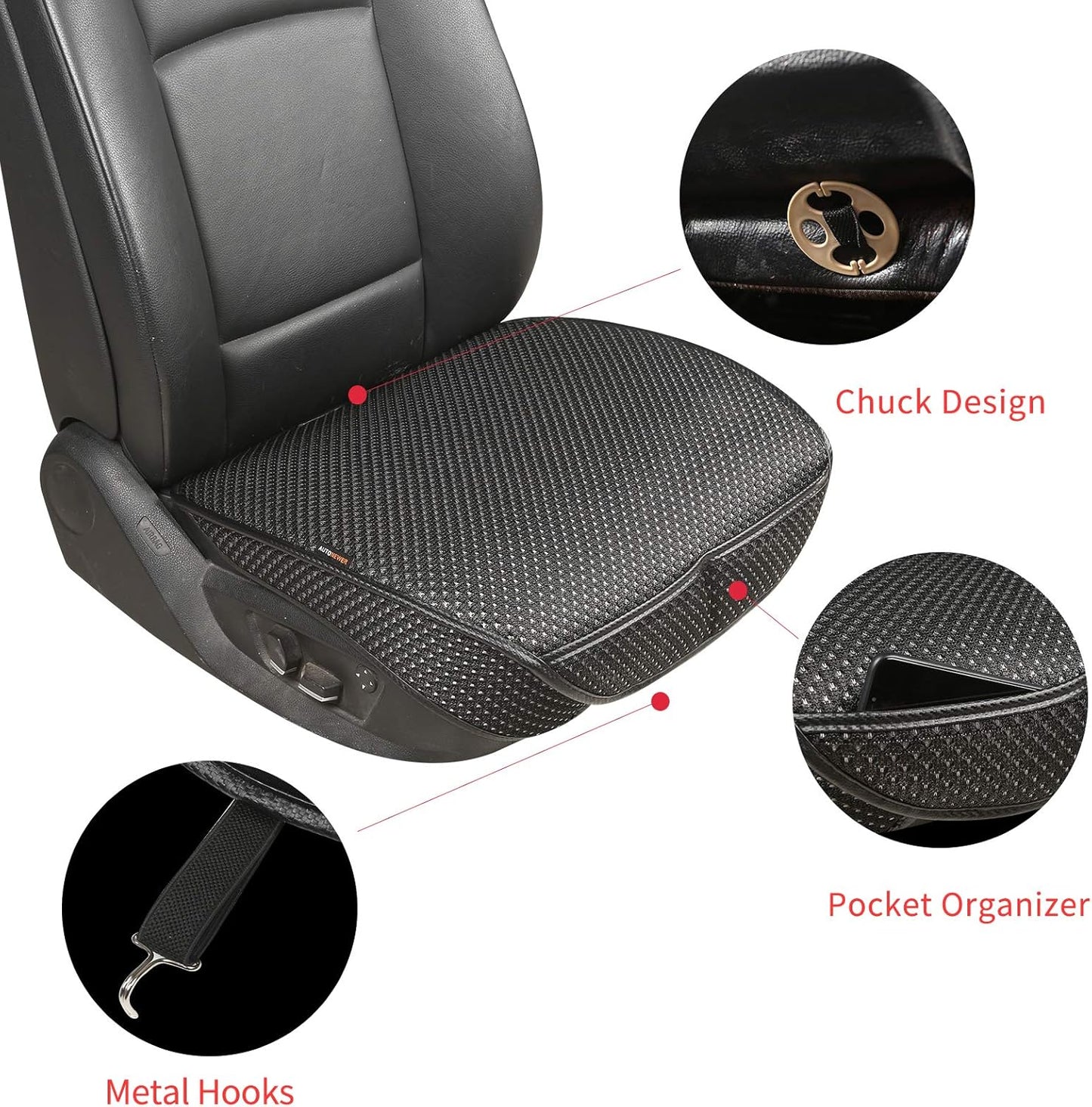 Auto Newer 2 PCS Breathable Universal Four Seasons Car Seat Covers，Luxury Car Seat Cushion，Protectors for Front Seat Bottoms,Compatible with 95% Vehicles， Fit for Cars Truck SUV or Vans(Black+Grey)